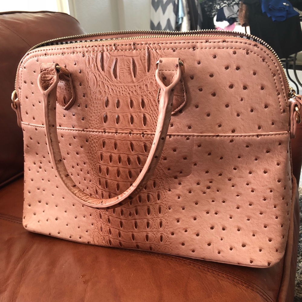Brand new, faux ostrich purse and matching wallet